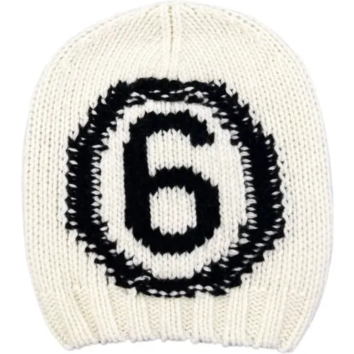 Gestrickte Beanie Cremefarbener Hut - Maison Margiela - Modalova