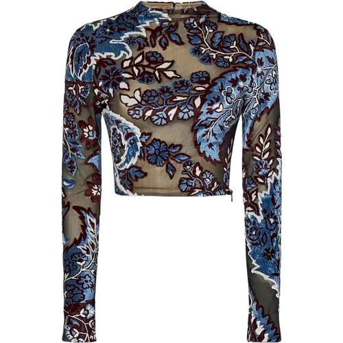 Clear Blue Floral Jacquard Topwear , female, Sizes: M - ETRO - Modalova