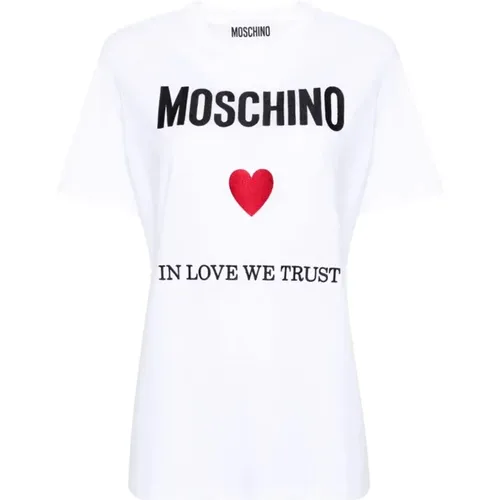 Klassisches T-Shirt , Damen, Größe: 2XS - Moschino - Modalova