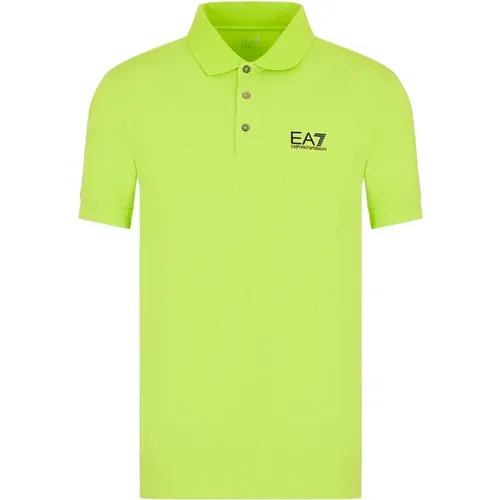 Acid Lime Polo Shirt mit Logo , Herren, Größe: L - Emporio Armani EA7 - Modalova