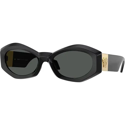 Stylish Sunglasses with Dark Grey Lenses , female, Sizes: 54 MM - Versace - Modalova