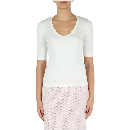Ribbed Cotton T-shirt , female, Sizes: S, L, M - Fabiana Filippi - Modalova