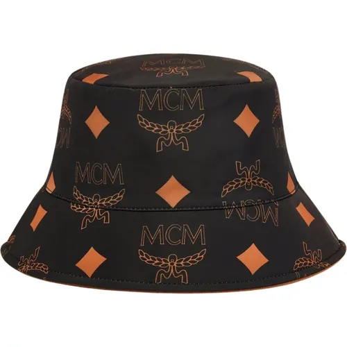 Reversible Cotton Bucket Hat with Monogram Print , female, Sizes: ONE SIZE - MCM - Modalova