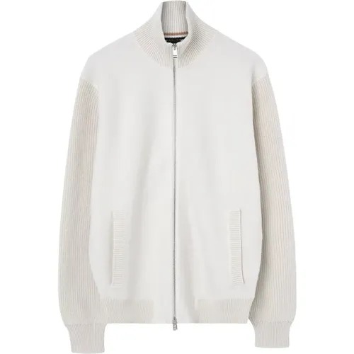 White Knit Jacket , male, Sizes: L, M - Boss - Modalova