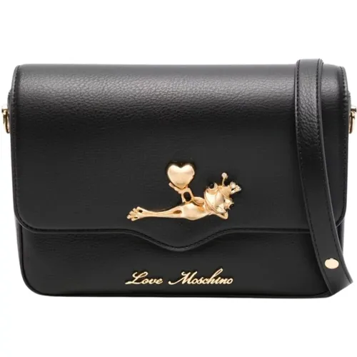 Faux Leather Shoulder Bag with Frog Motif , female, Sizes: ONE SIZE - Love Moschino - Modalova