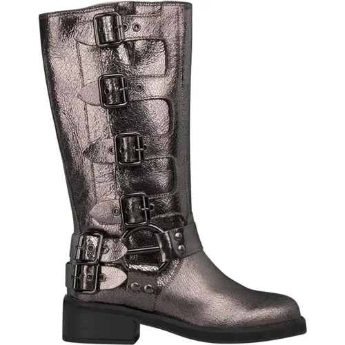 High Leg Biker Boot with Buckles , female, Sizes: 7 UK, 3 UK, 6 UK, 5 UK, 4 UK - Alma en Pena - Modalova