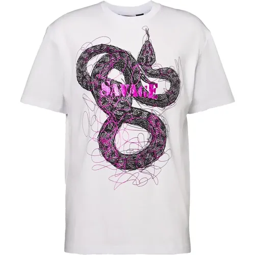 Schlangenmuster Rundhals T-shirt - Just Cavalli - Modalova