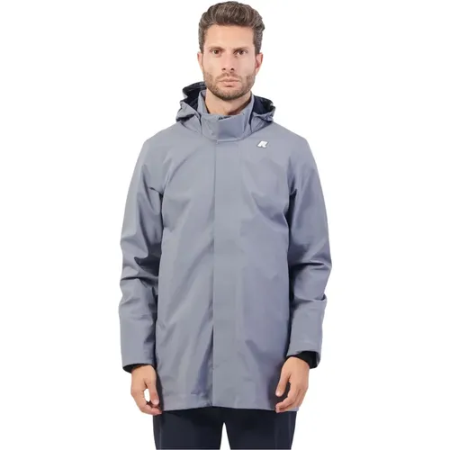 Grauer Bonded Parka Mantel , Herren, Größe: XL - K-way - Modalova