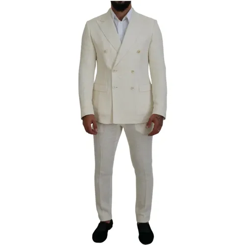 Elegant Off White Silk-Blend Suit - Dolce & Gabbana - Modalova