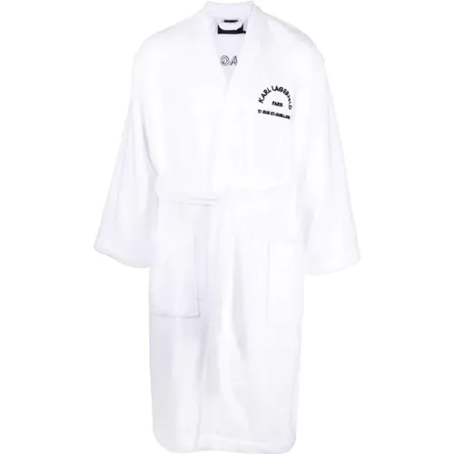 Unisex address logo bathrobe , male, Sizes: L, M - Karl Lagerfeld - Modalova