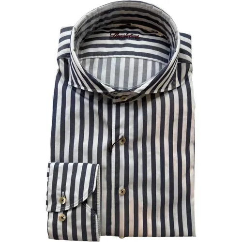 Slim Striped Twill Shirt , male, Sizes: XL, L - Stenströms - Modalova