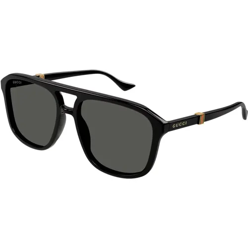 Gold/Grey Sunglasses , male, Sizes: 57 MM - Gucci - Modalova