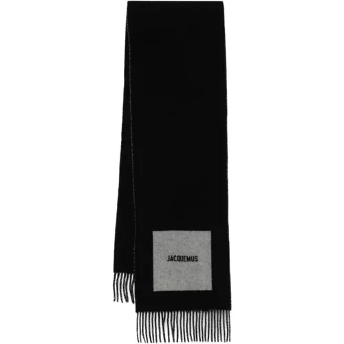 Fine Knit Logo Motif Fringed Scarf , unisex, Sizes: ONE SIZE - Jacquemus - Modalova