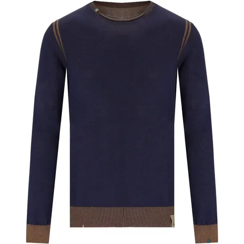 Blauer Crewneck Pullover mit Streifenmuster - BOB - Modalova