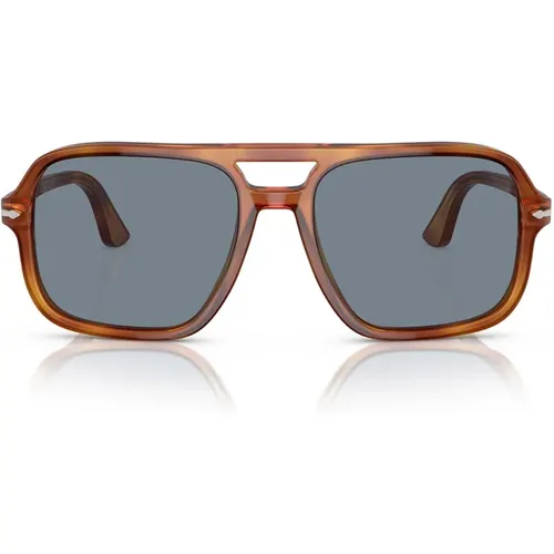 Stylish Unisex Sunglasses with Clear Blue Lenses , unisex, Sizes: 55 MM - Persol - Modalova