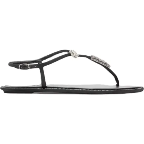 Flat Strass Diana Sandal , female, Sizes: 6 UK, 4 UK, 5 UK - René Caovilla - Modalova