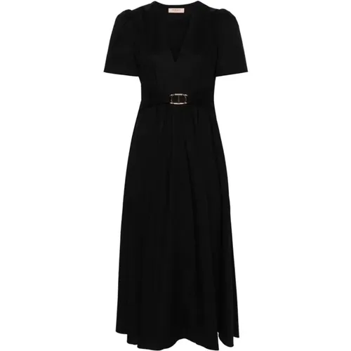 Midi Dresses,Rotes Sommer Woven Kleid,Schwarzes Woven Dress für den Sommer,Klassisches Kleid - Twinset - Modalova