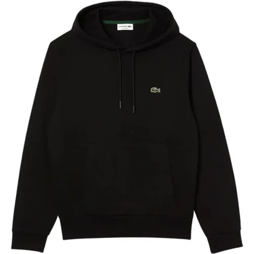 Schwarzer Kapuzenpullover mit Logo-Patch , Herren, Größe: L - Lacoste - Modalova