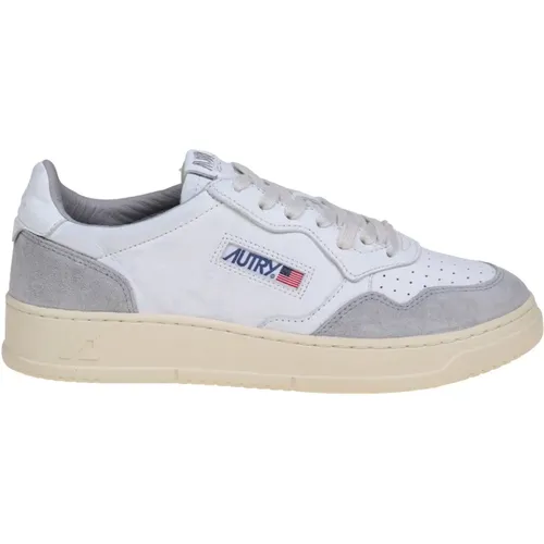 White/Grey Leather Suede Sneakers Ss24 , male, Sizes: 6 UK, 7 UK - Autry - Modalova