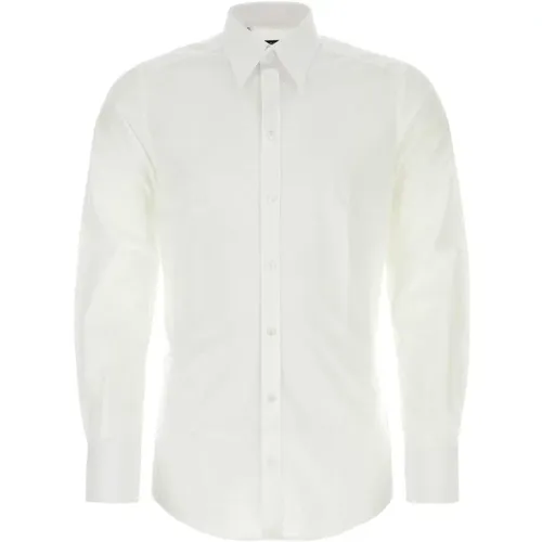 Weißes Popelinehemd , Herren, Größe: L - Dolce & Gabbana - Modalova