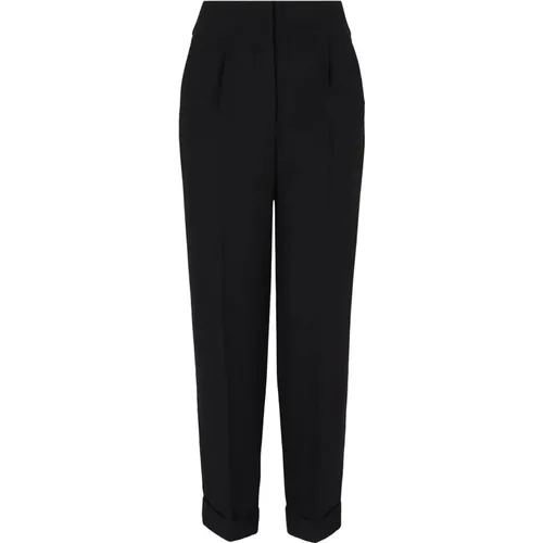 Schwarze Crêpe Hose mit Reißverschlusstaschen , Damen, Größe: XS - Armani Exchange - Modalova