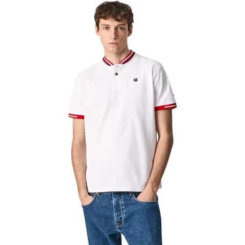 Weißes Poloshirt mit Gestreiften Details , Herren, Größe: S - Pepe Jeans - Modalova