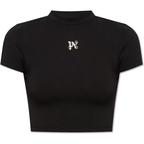 T-Shirt mit Logo , Damen, Größe: XS - Palm Angels - Modalova