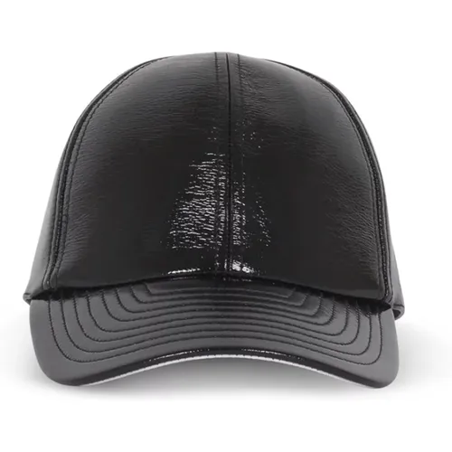 Schwarze Vinyl Cap Mütze , Damen, Größe: M - Courrèges - Modalova