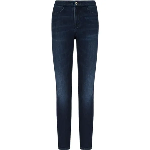 Blaue Slim Fit Jeans , Damen, Größe: W28 - Armani Exchange - Modalova