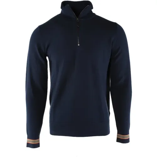 Navy Wool Turtleneck for Men , male, Sizes: S - Burberry - Modalova