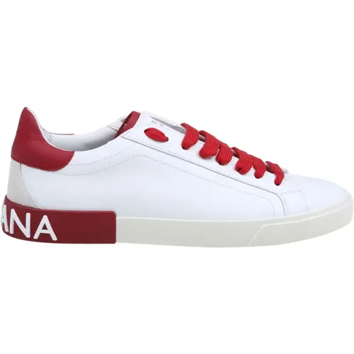 Red Low Top Sneakers for Men , male, Sizes: 9 UK - Dolce & Gabbana - Modalova