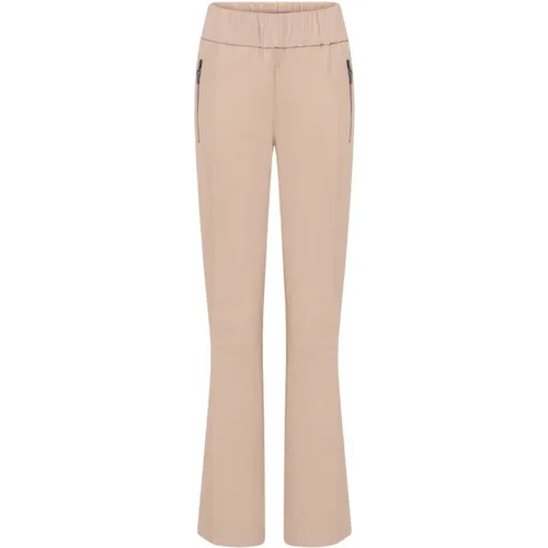 Flare Leg Leather Pants Sandstone , female, Sizes: S, M, XL - Gustav - Modalova