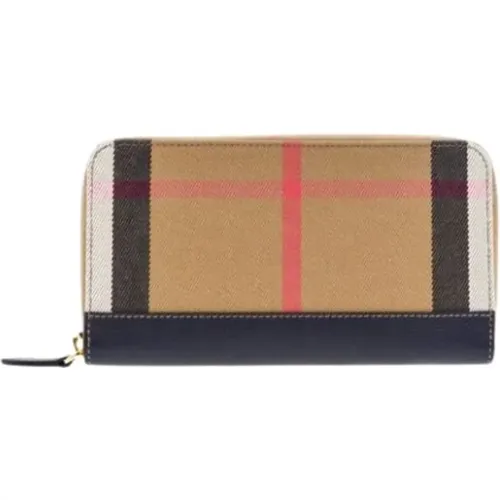 Checkered Black Leather Zip Wallet , unisex, Sizes: ONE SIZE - Burberry - Modalova