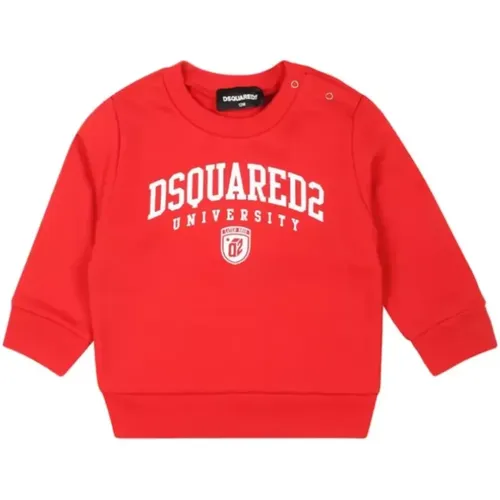 Kinder Roter Baumwoll-Logosweatshirt,Blauer Pullover Kleid für Kinder - Dsquared2 - Modalova