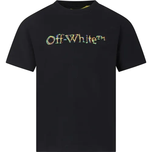 Schwarzes Baumwoll-Logo T-Shirt - Off White - Modalova