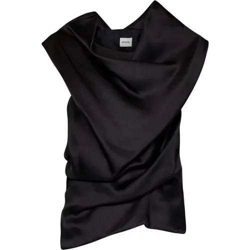 Schwarzes Seiden Asymmetrisches Cowl Neck Top - Khaite - Modalova