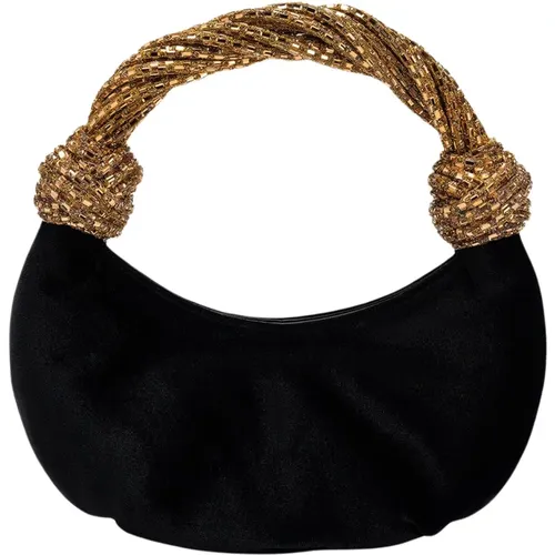 Velvet Handbag with Jewel Handle , female, Sizes: ONE SIZE - Hibourama - Modalova