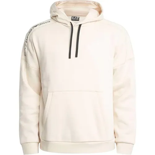 Kapuzenpullover Creme Langarm Einfarbig,Beiger Pullover für Männer - Emporio Armani EA7 - Modalova