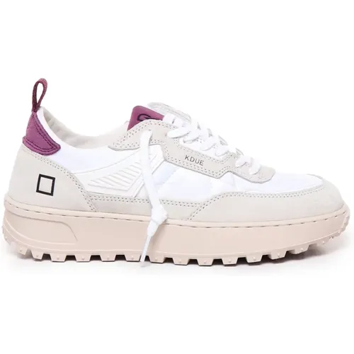 Weiße Lila Damen Leder Sneakers , Damen, Größe: 36 EU - D.A.T.E. - Modalova