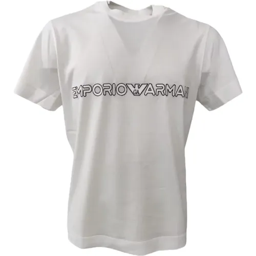 Short Sleeve Jersey Cotton and Tencel T-Shirt with Embroidered Logo - Xxxl , male, Sizes: 3XL - Emporio Armani - Modalova