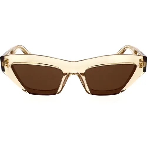 Stilvolle Cat-Eye Sonnenbrille mit Metallstreifen , Damen, Größe: 53 MM - Bottega Veneta - Modalova