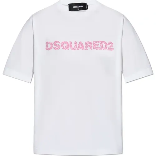 T-Shirt mit Logo , Damen, Größe: 2XS - Dsquared2 - Modalova