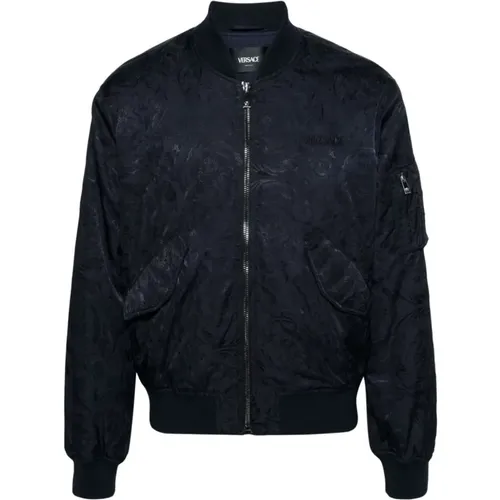 Blaue Jacke mit Abstraktem Muster,Bomber Jackets - Versace - Modalova