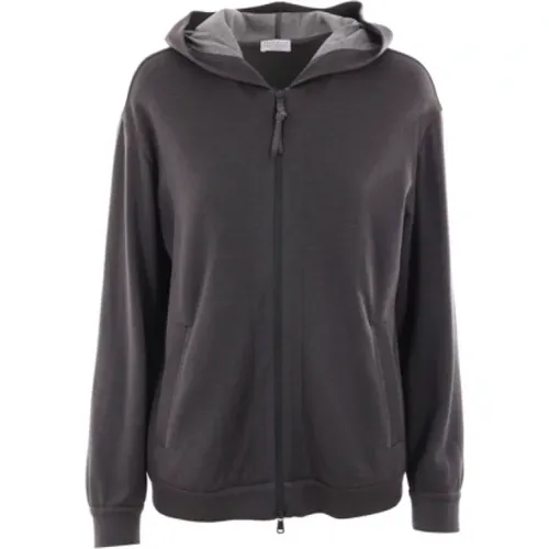 Dark Grey Hooded Sweater , female, Sizes: L, S, M, XL - BRUNELLO CUCINELLI - Modalova