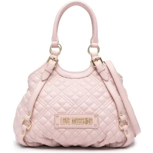 Quilted Bag with Gold Hardware , female, Sizes: ONE SIZE - Love Moschino - Modalova