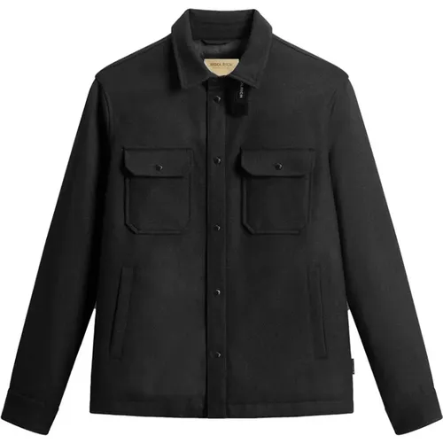 Schwarze recycelte Wollmischung Daunenjacke - Woolrich - Modalova