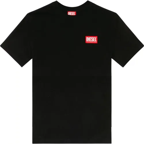 T-Shirt mit -Logo-Patch , Damen, Größe: L - Diesel - Modalova