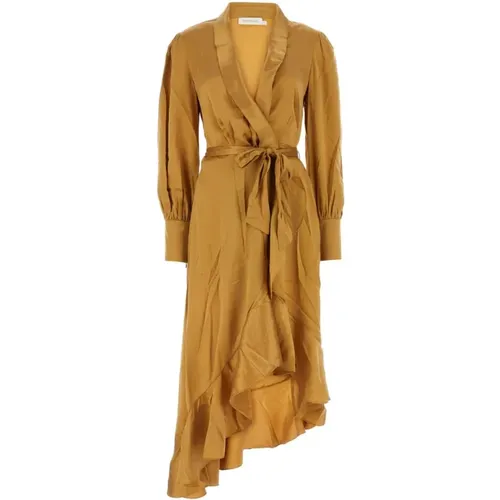 Elegant Ochre Silk Dress , Damen, Größe: M - Zimmermann - Modalova