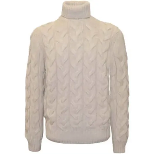 Beiger Air Wool Pullover mit Zopfmuster , Herren, Größe: 2XL - Paolo Fiorillo Capri - Modalova