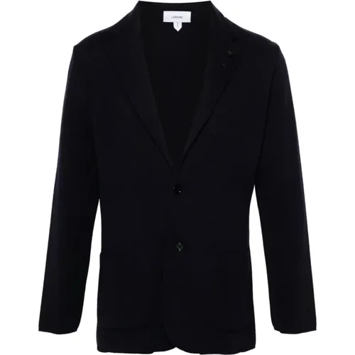 Navy Wool Knit Blazer , male, Sizes: L, M - Lardini - Modalova